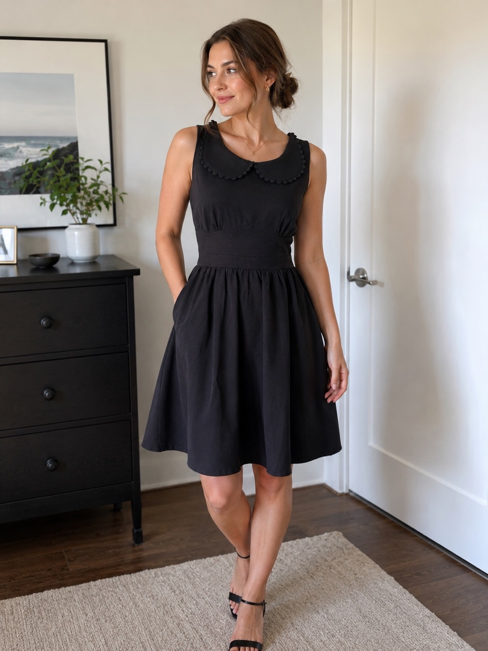 Sourpuss Retro Peter Pan Collar Fit & Flare Dress